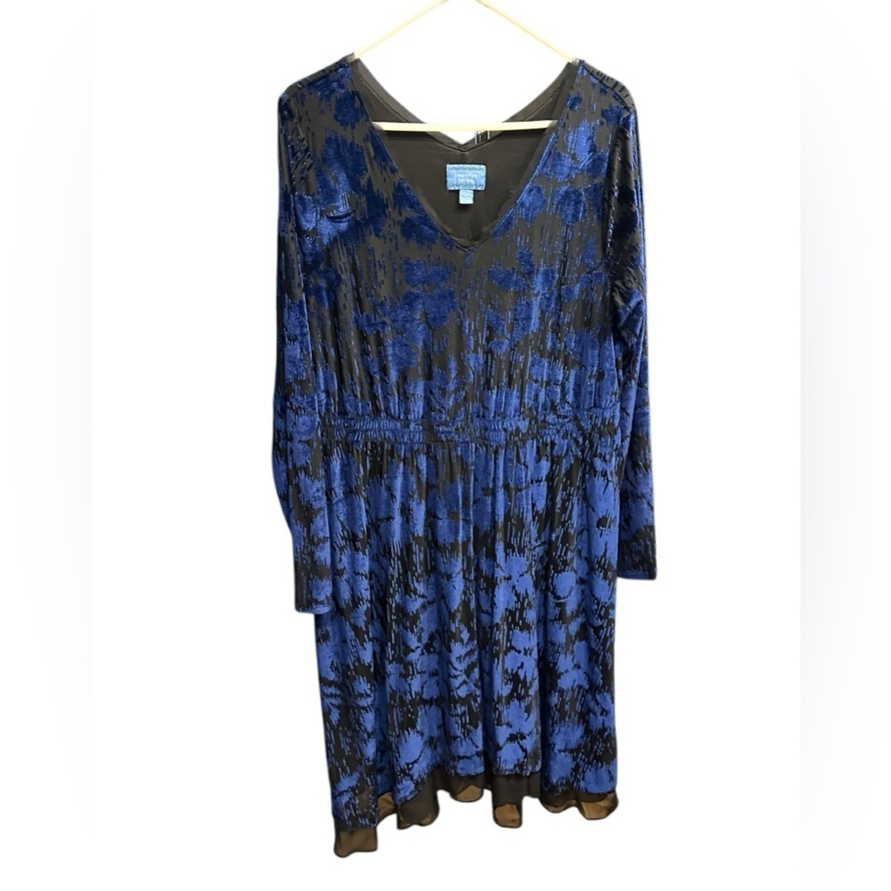 Simply Vera by Vera Wang Elegant Blue and Black Women's Dress size L - Picture 1 of 7